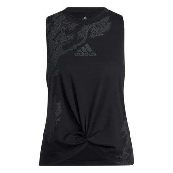 adidas Camo Graphic Knot Tank Top Womens - Black