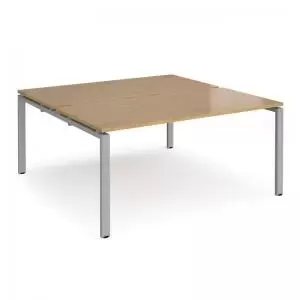 Adapt back to back desks 1600mm x 1600mm - silver frame and oak top