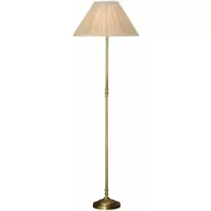 Loops - Luxury Georgian Floor Lamp Solid Brass & Beige Organza Pleated Shade 1.75m Tall