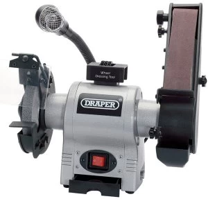 Draper 150mm 370w 230v Bench Grinder With Sanding Belt And Worklight