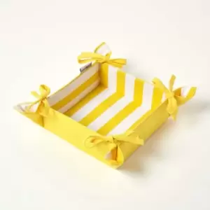 Yellow Striped Reversible Bread Basket - Yellow - Yellow - Homescapes