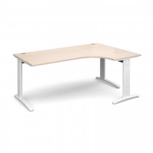 TR10 Deluxe Right Hand Ergonomic Desk 1800mm - White Frame maple Top