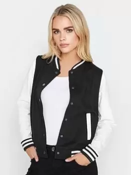 PixieGirl Petite Varsity Bomber Jacket, Black, Size 12, Women