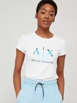 Armani Exchange Stretch Cotton Logo Tee - White Size XS Women