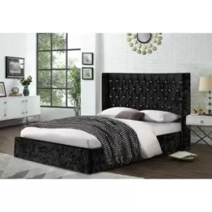 Eniya Bed Super King Crush Velvet Black