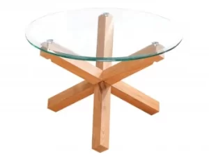 LPD Oporto Glass and Oak Coffee Table Flat Packed