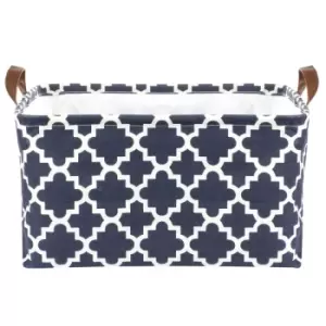 Storage Basket with Drawstring Cover M&W - White/Blue