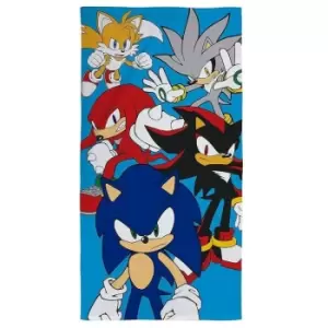 Stars Cotton Beach Towel (One Size) (Blue/Multicoloured) - Blue/Multicoloured - Sonic The Hedgehog