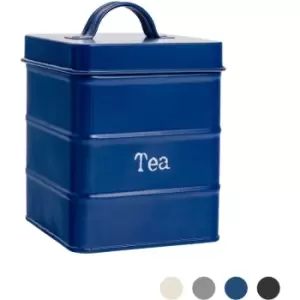 Harbour Housewares - Vintage Metal Kitchen Tea Canister - Navy