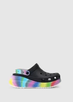 Crocs Womens Classic Crush Spray Dye Clog In Black Multi