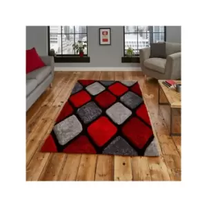 Noble House NH9247 Shaggy Hand Tufted Rug, Grey/Red, 120 x 170 Cm - Think Rugs