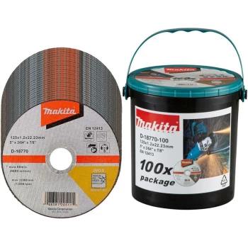 Makita - 100x D-18770 Fast Cutting Extra Thin Metal Grinder Disc 125mm 1.2 22.23mm