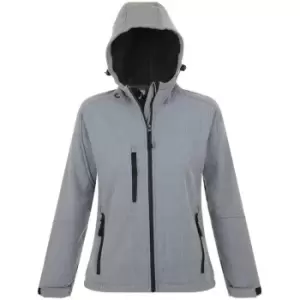 SOLS Womens/Ladies Replay Hooded Soft Shell Jacket (Breathable, Windproof And Water Resistant) (XL) (Grey Marl)