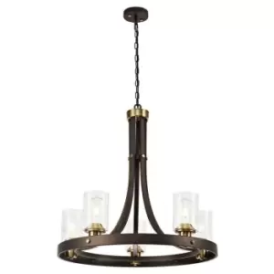 Luminosa Lighting - Ceiling Pendant 5 Light E27, Brown Oxide, Bronze With Clear Glass Shades