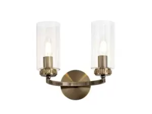 Wall Lamp Switched, 2 x E14, Antique Brass