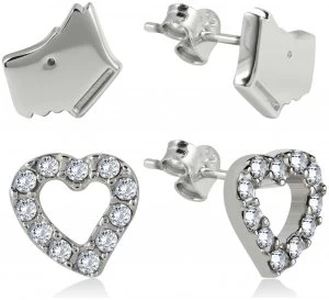 Radley Sterling Silver Dog and Heart Earrings