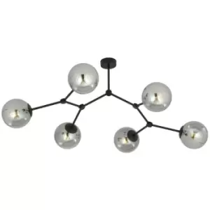 Emibig Space Black Globe Ceiling Light with Graphite Glass Shades, 6x E14