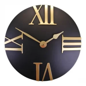 Black And Gold Wall Clock, 30cm