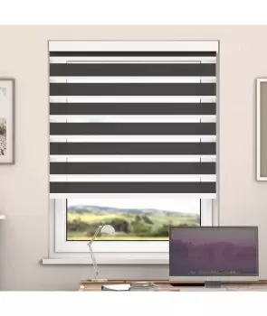 Steel Grey Day And Night Zebra Roller Blind with Cassette