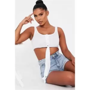 I Saw It First Button Front Wrap Detail Crop Top - White