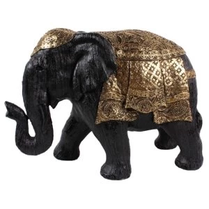 Brushed Black and Gold Large Thai Elephant Figurine