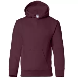 Gildan Heavy Blend Childrens Unisex Hooded Sweatshirt Top / Hoodie (L) (Maroon)