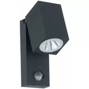 Loops - IP44 Outdoor Wall Light & pir Sensor Anthracite Aluminium 5W Built in led