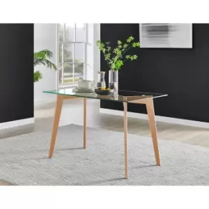 Furniture Box Malmo Rectangle Glass and Wood Dining Table 4 Seat 120cm