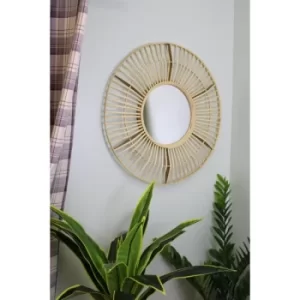 Circular Natural Rattan Effect Mirror 70cm