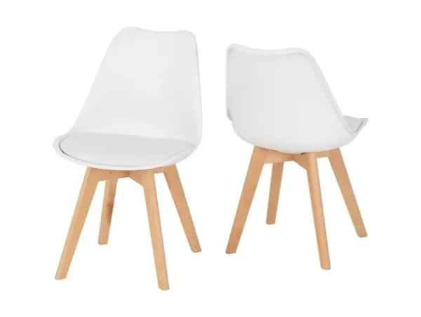 Seconique Bendal Set of 2 White and Beech Dining Chairs