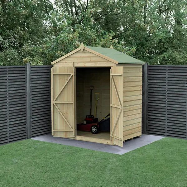 6' x 4' Forest Beckwood 25yr Guarantee Shiplap Pressure Treated Windowless Double Door Apex Wooden Shed (1.88m x 1.34m)