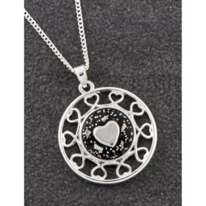 Midnight Sparkle Silver Plated Ornate Hearts Necklace