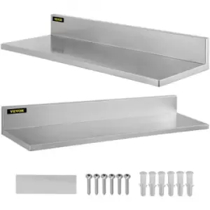 VEVOR Stainless Steel Wall Shelf, 8.6'' x 16'', 44 lbs Load Heavy Duty Commercial Wall Mount Shelving w/Backsplash for Restaurant, Home, Kitchen, Hote