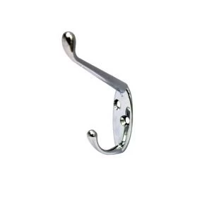 BQ Chrome Effect Zinc Alloy Hat Coat Hooks Pack of 2