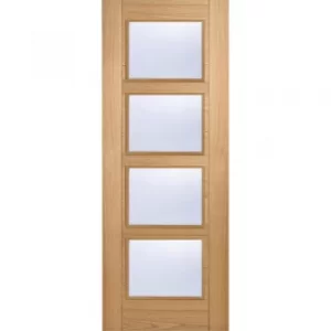 LPD Internal Oak VANCOUVER Pre-Finished 4 Light Clear Glazed Fire Door FD30 (27" x 78")