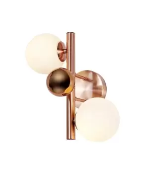 Wall Lamp, 2 x G9, Antique Copper, Opal & Copper Glass