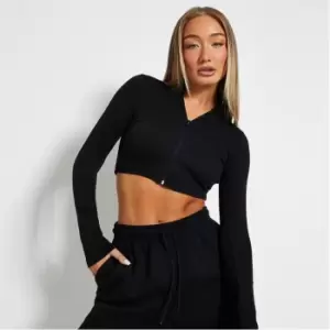 I Saw It First Rib High Neck Crop Top - Black