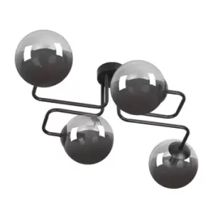 Brendi Black Globe Multi Arm Semi Flush Ceiling light with Graphite Glass Shades, 4x E14