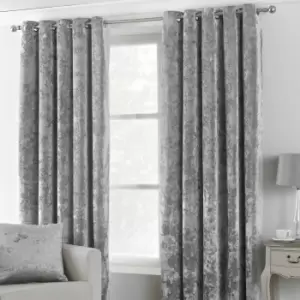 Verona Silver Velvet Eyelet Curtains Silver