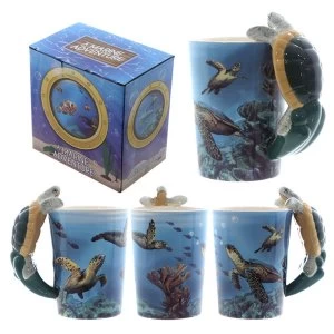 Fun Underwater Design Shaped Handle Turtle Mug