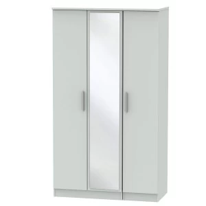 Robert Dyas Fourisse Ready Assembled Tall 3-Door Mirrored Wardrobe -Grey