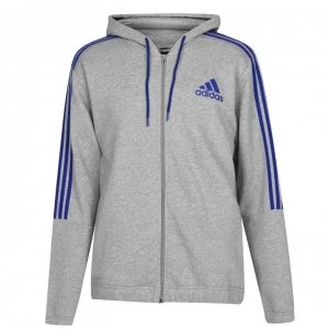 adidas Mens Full Zip Track Top Hoodie - MedGrey/Black