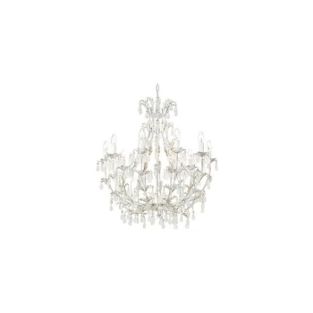 Ideal Lux Cascina - 10 Light Chandelier Gold, White Finish, E14