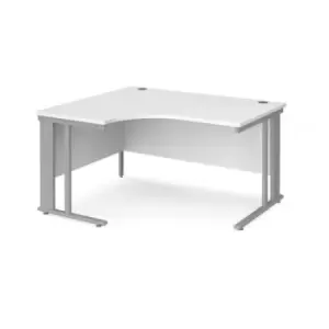 Office Desk Left Hand Corner Desk 1400mm White Top With Silver Frame 1200mm Depth Maestro 25 MCM14ELSWH