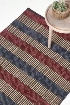 Multicolour Striped Jute Rug