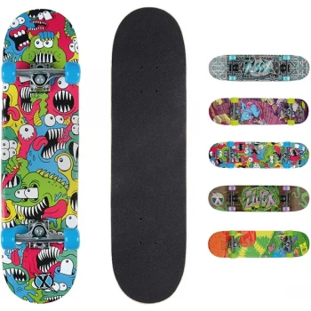 Xootz Kids Complete Beginners Double Kick Trick Skateboard Maple Deck - 31 x 8" Chomper