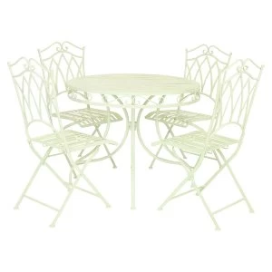 Charles Bentley Wrought Iron 4-Seater Dining Set - Pastel Green