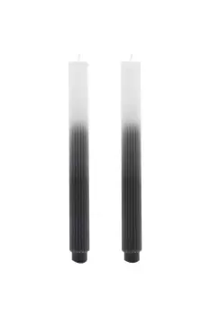 Set of 2 Ombre Dinner Candles - Charcoal/White