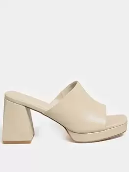 Yours Wide Fit Chunky Platform Mule Off White, Size Eee, Women