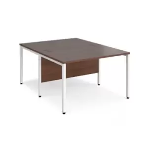 Office Desk 2 Person Rectangular Desk 1200mm Walnut Tops With White Frames 1600mm Depth Maestro 25